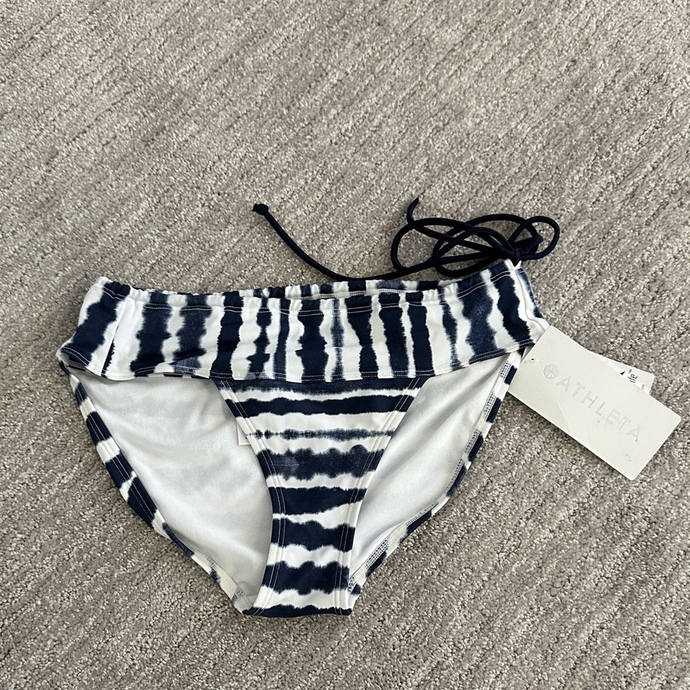Athleta Navy and White Striped Bikini Bottom